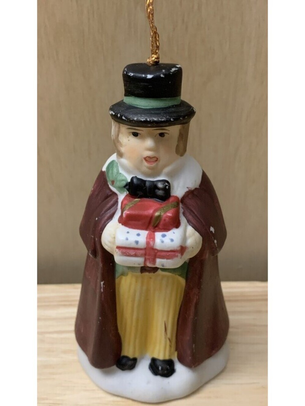 Vintage JSNY Ceramic Christmas Caroler Bell Ornament